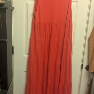 Sleeveless, Casual, Red Maxi Dress